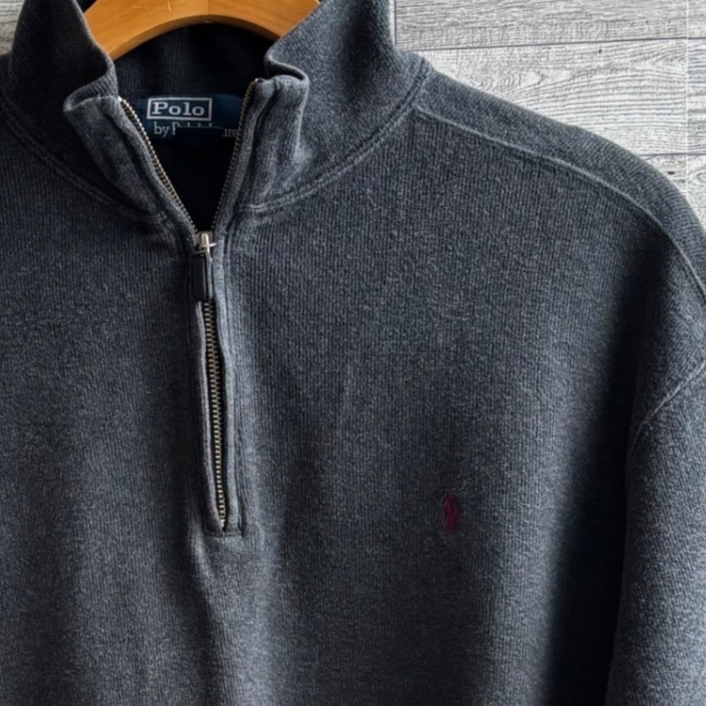 Polo Ralph Lauren sweater Mens XXL Gray Quarter Zip Pull Over - Picture 4 of 7